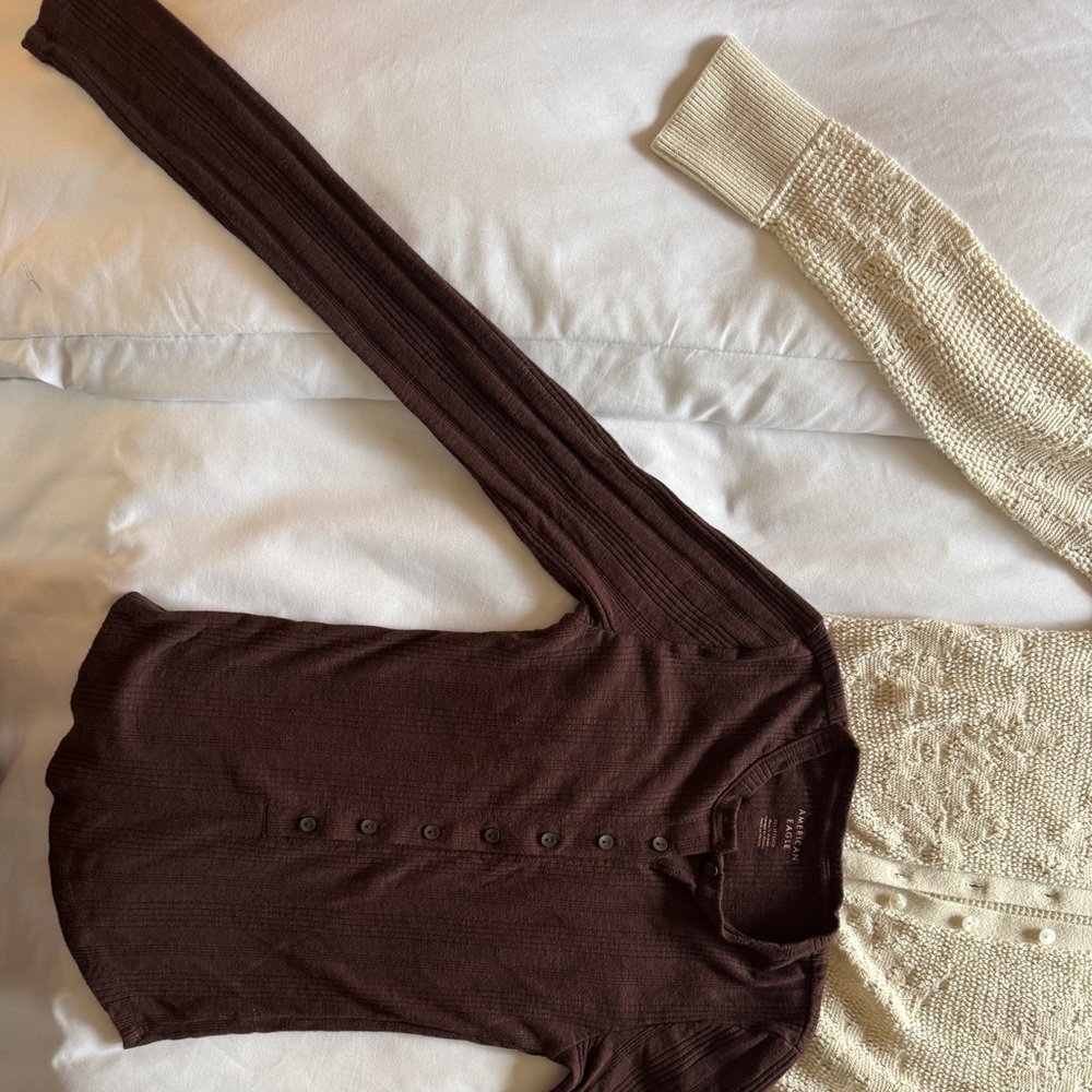 American Eagle Outfitters Dark Brown Button-Down Shirt